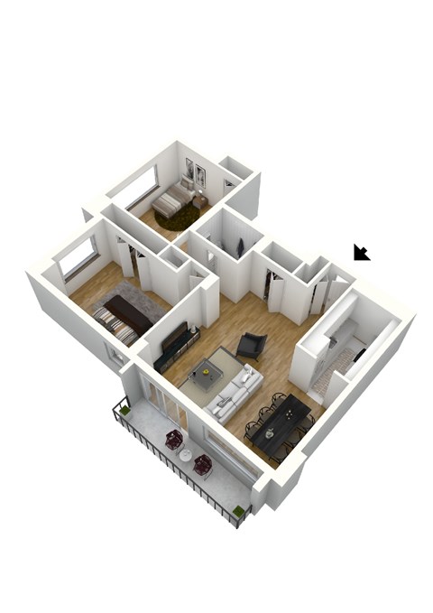 B1B Floor Plan at Sherwood at Southern Towers, Alexandria, 22311
